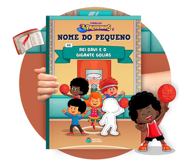 Cena do livro personalizado Rei Davi e o Gigante Golias