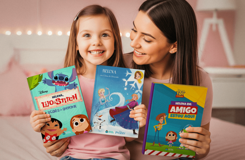 Foto de uma criança com sua Coleção Meus Melhores Amigos da Disney