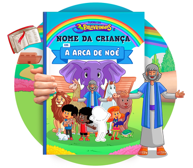 Cena do livro Personalizado do livro A Arca de Noé Cena do livro Personalizado do livro A Arca de Noé