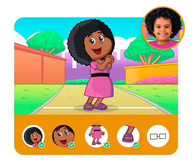 Personalização do protagonista na história personalizada do 3 Palavrinhas Personalização do protagonista na história personalizada do 3 Palavrinhas