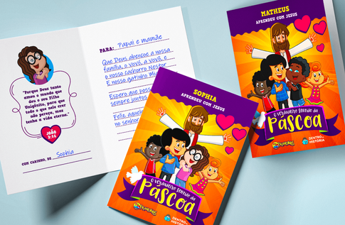 Crianças brincando com seu Cartão Personalizado 3 palavrinhas