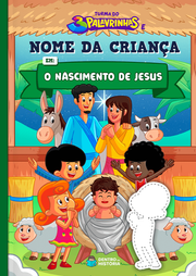 Capa do livro personalizado de O Nascimento de Jesus