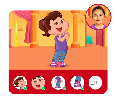 Personalização do protagonista na história personalizada do 3 Palavrinhas