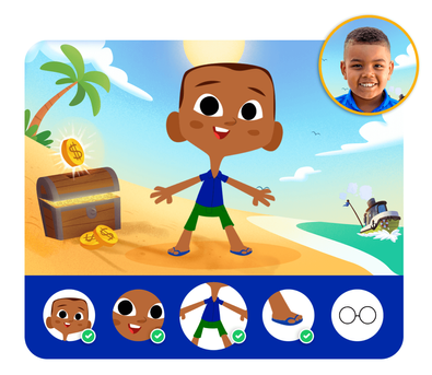 Personalização do protagonista na história personalizada do Dentro da História