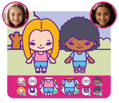 Personalização do protagonista na história personalizada do Hello Kitty & Amigos