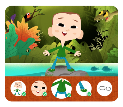 Personalização do protagonista na história personalizada do Animais