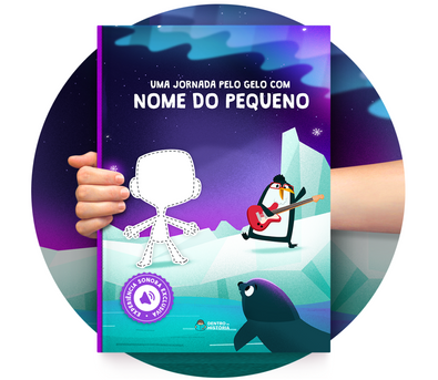 Cena do livro personalizado Jornada pelo Gelo Cena do livro personalizado Jornada pelo Gelo