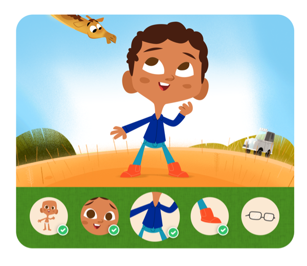 Personalização do protagonista na história personalizada do Animais