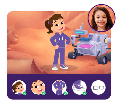 Personalização do protagonista na história personalizada do Dentro da História