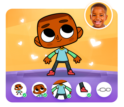 Personalização do protagonista na história personalizada do Beto & Biscoito