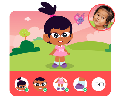 Personalização do protagonista na história personalizada do Galinha Pintadinha Mini