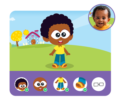 Personalização do protagonista na história personalizada do Galinha Pintadinha Mini