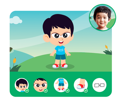 Personalização do protagonista na história personalizada do Galinha Pintadinha Mini