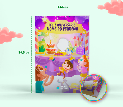 Cena do livro Personalizado do livro Cartão Personalizado Aniversário de Conto de Fadas