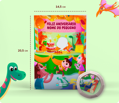 Cena do livro Personalizado do livro Cartão Personalizado Aniversário de Dinossauro Cena do livro Personalizado do livro Cartão Personalizado Aniversário de Dinossauro