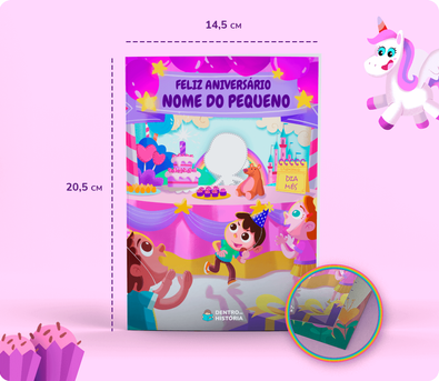 Cena do livro Personalizado do livro Cartão Personalizado Aniversário de Reino Encatado