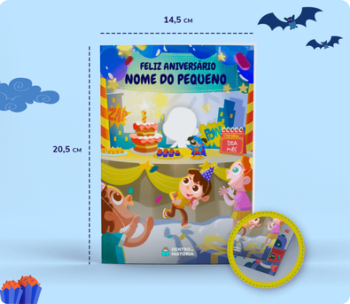 Cena do livro Personalizado do livro Cartão Personalizado Aniversário de Super Herói