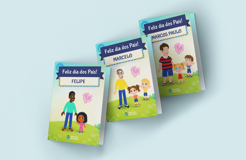 Crianças brincando com seu cartão personalizado Cartão Personalizado para o papai