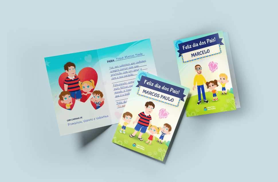 Crianças brincando com seu cartão personalizado Cartão Personalizado para o papai