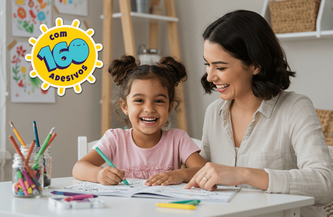 Crianças brincando com seus livros personalizados de Colorindo os Animais