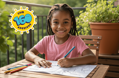 Crianças brincando com seus livros personalizados de Colorindo os Animais