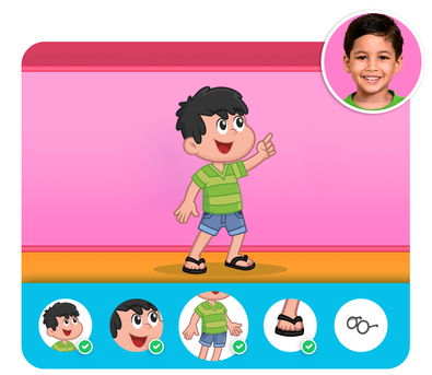 Personalização do protagonista na história personalizada do 3 Palavrinhas