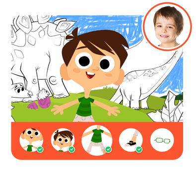 Personalização do protagonista na história personalizada do Dentro da História