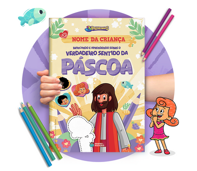 Cena do livro Personalizado do livro Brincando e Aprendendo sobre o Verdadeiro Sentido da Páscoa