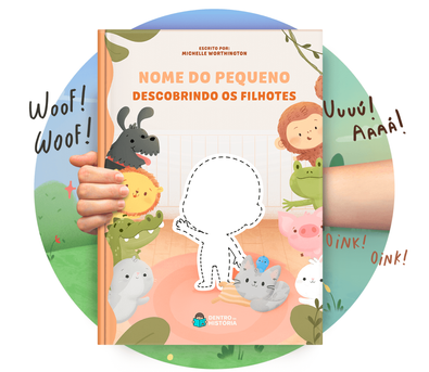 Cena do livro Personalizado do livro Descobrindo os Filhotes