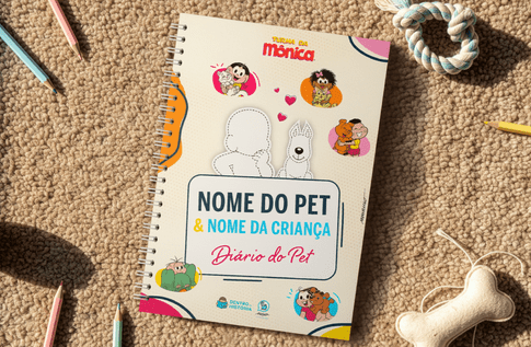 Crianças brincando com seus livros personalizados de Diário do Pet