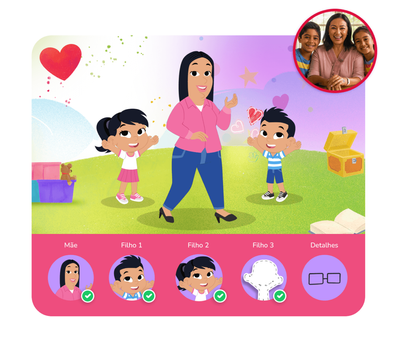 Personalização do protagonista na história personalizada do Datas Especiais