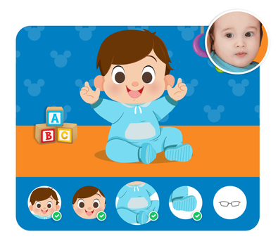 Personalização do protagonista na história personalizada do Disney Baby