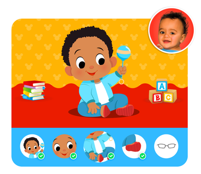 Personalização do protagonista na história personalizada do Disney Baby