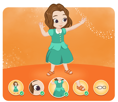 Personalização do protagonista na história personalizada do Disney Princesa