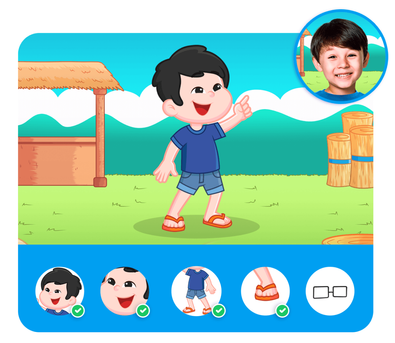 Personalização do protagonista na história personalizada do 3 Palavrinhas