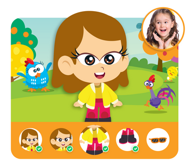 Personalização do protagonista na história personalizada do Galinha Pintadinha Mini