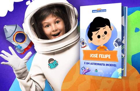 Foto de uma criança com sua coleção Quando eu Crescer da Editora Dentro da História