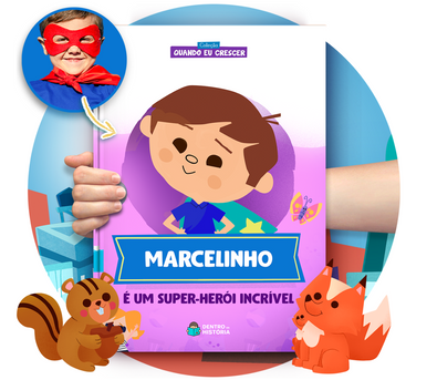 Cena do livro Personalizado do livro Um Super-herói Incrível