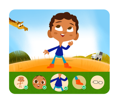 Personalização do protagonista na história personalizada do Dentro da História