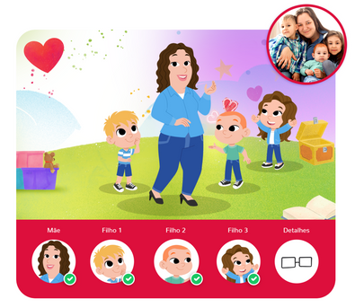 Personalização do protagonista na história personalizada do Datas Especiais