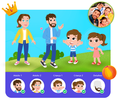 Personalização do protagonista na história personalizada do Dentro da História