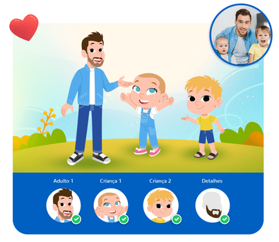 Personalização do protagonista na história personalizada do Especial Dia dos Pais Personalização do protagonista na história personalizada do Especial Dia dos Pais