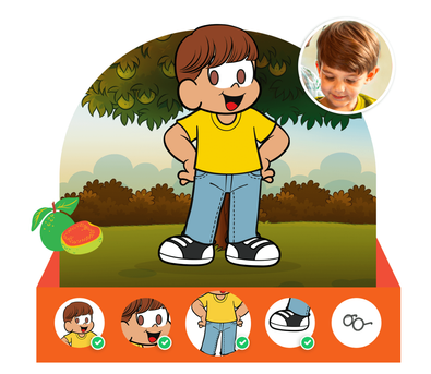 Personalização do protagonista na história personalizada do Turma da Mônica