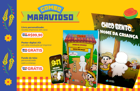 Crianças brincando com seus livros personalizados de Monica Visita o Chico