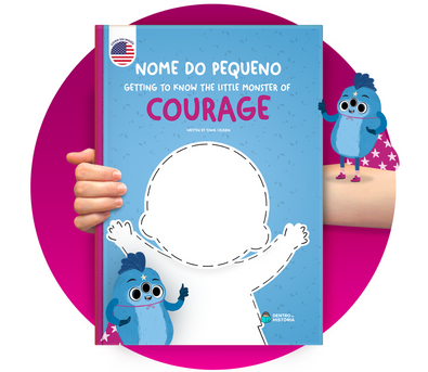 Cena do livro Personalizado do livro 🇺🇸  Monstrinho da Coragem