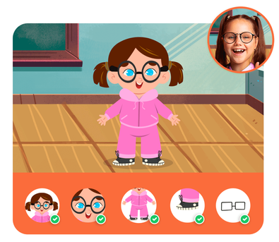 Personalização do protagonista na história personalizada do Minhas Emoções