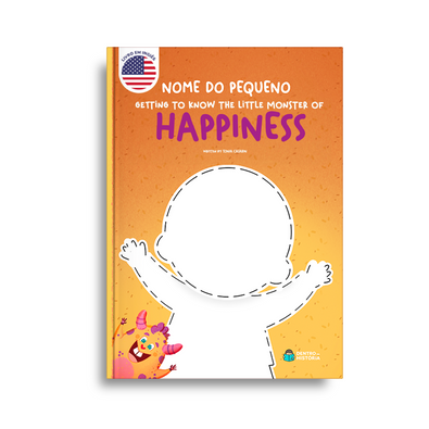Capa do livro personalizado do 🇺🇸  Monstrinho da Felicidade