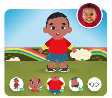 Personalização do protagonista na história personalizada do Minhas Emoções