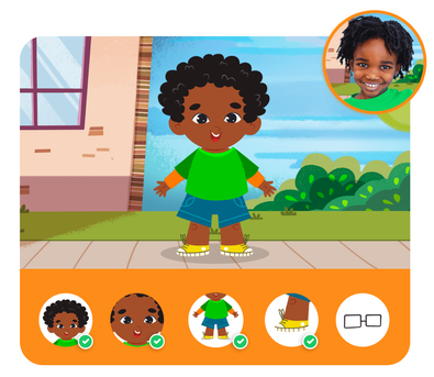 Personalização do protagonista na história personalizada do Dentro da História