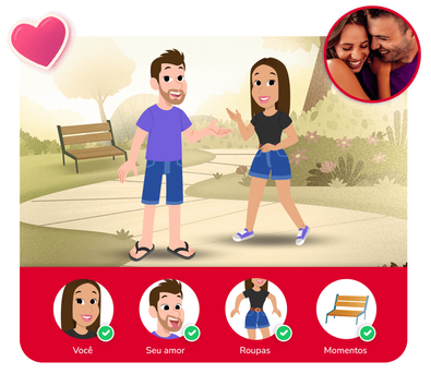 Personalização do protagonista na história personalizada do Eternos Namorados